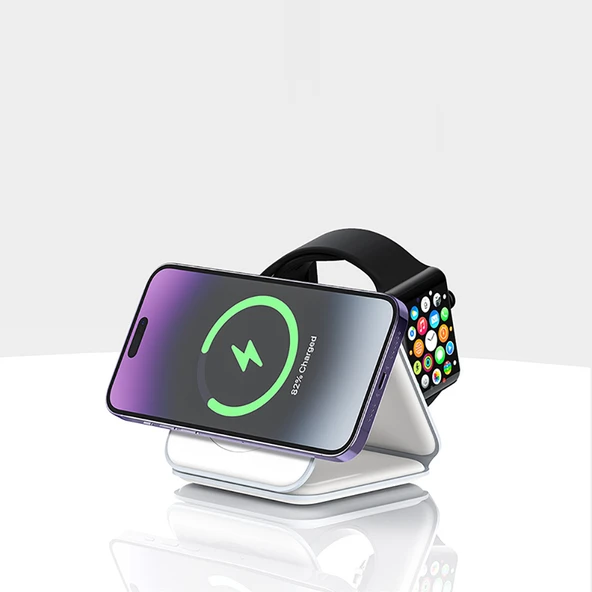 Recci RCW-36 3in1 Katlanabilir Magnetik Kablosuz Şarj Standı - 3