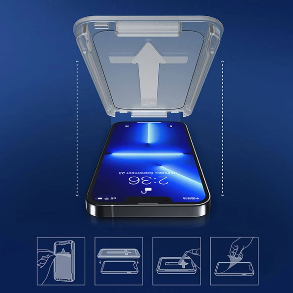 Apple iPhone 13 Recci RSP-A10 HD Temperli Cam Ekran Koruyucu + Kolay Uygulama Aparatlı - 8