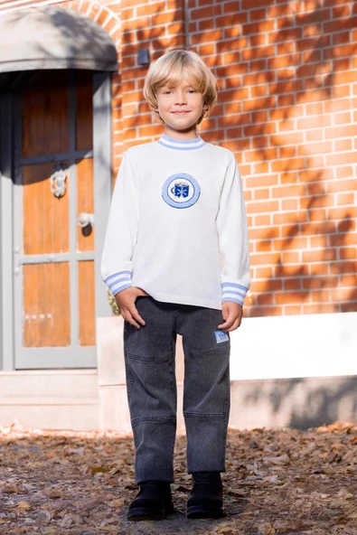 Erkek Çocuk Arma Nakışlı Uzun Kollu Tshirt MNT25E219 ürün görseli