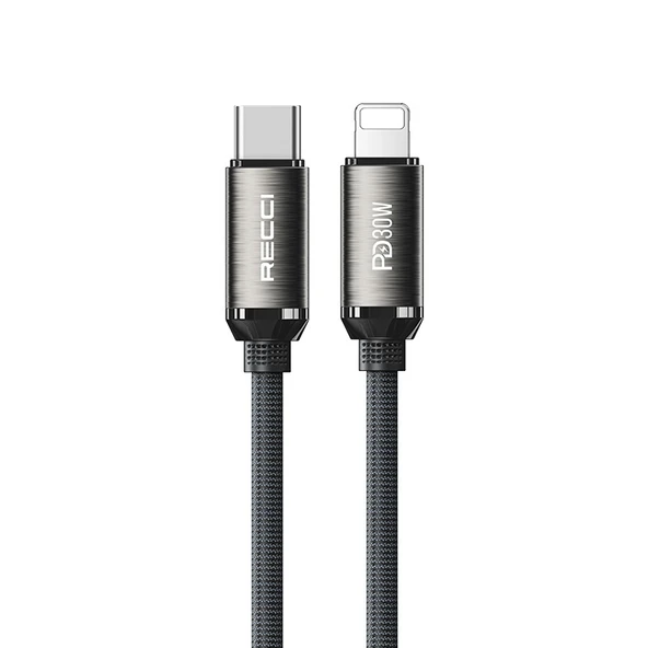Recci RS35CL Type-C to Lightning PD 30W Örgü Tasarımlı Hızlı Şarj Özellikli Data ve Şarj Kablosu 1M - 12