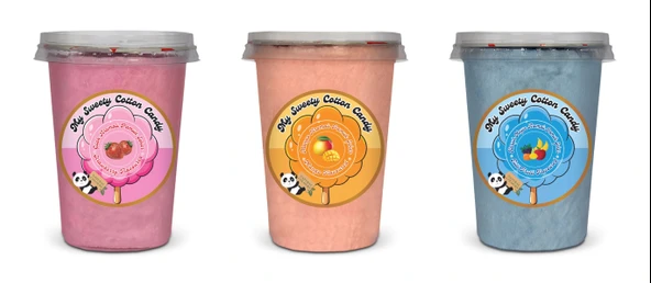 ÇİLEK, MANGO, TUTTİ FRUTTİ AROMALI 3'LÜ GURME PAMUK ŞEKERLER