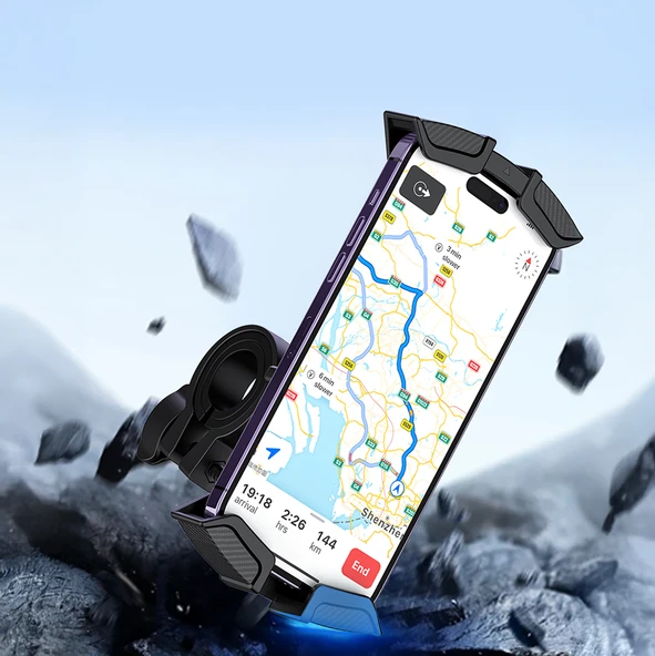 Recci RHO-C33 360° Derece Dönebilen Ayarlanabilir Motosiklet ve Bisiklet Telefon Tutucu - 6