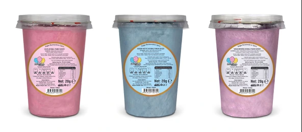 ÇİLEK, TUTTİ FRUTTİ , YABANMERSİNİ, AROMALI 3'LÜ GURME PAMUK ŞEKERLER - 2