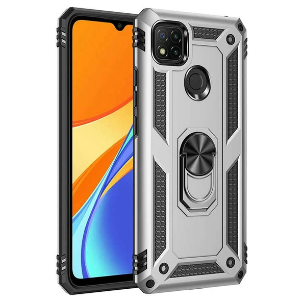 Xiaomi Redmi 9C Kılıf Yüzüklü Zırh Tank Vega