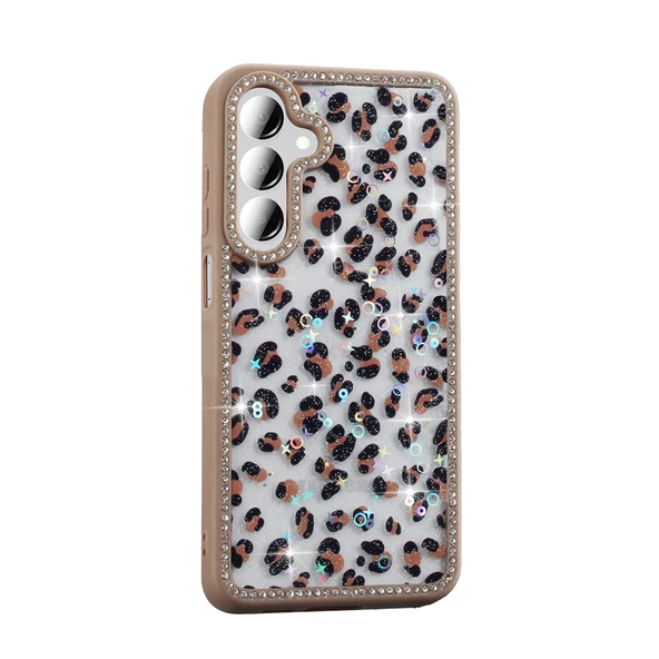 Samsung Galaxy A55 Kılıf Taşlı ve Simli Tasarım Azra Kapak - Resim 5