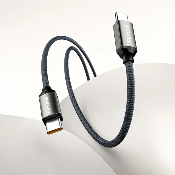 Recci RS35CC Type-C to Type-C PD 65W Örgü Tasarımlı Hızlı Şarj Özellikli Data ve Şarj Kablosu 1M - 3