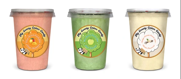 MANGO, ELMA, VANİLYA AROMALI 3'LÜ GURME PAMUK ŞEKERLER