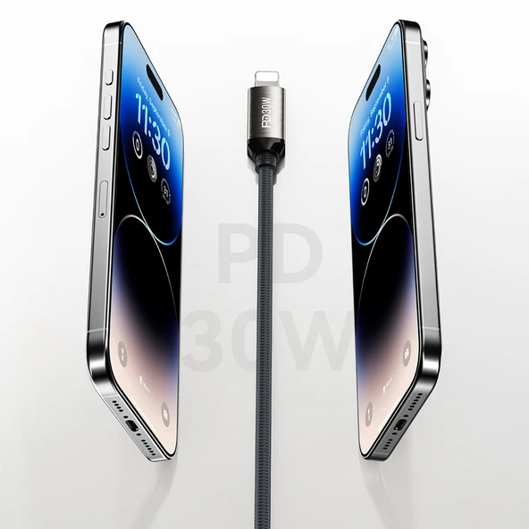 Recci RS35CL Type-C to Lightning PD 30W Örgü Tasarımlı Hızlı Şarj Özellikli Data ve Şarj Kablosu 1M - 5