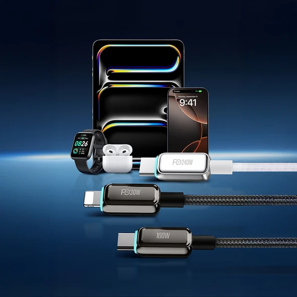 Recci RS42CL Lamp Display Serisi Type-C to Lightning PD 30W Hızlı Şarj Özellikli Data ve Şarj Kablosu 1.5M - Resim 7