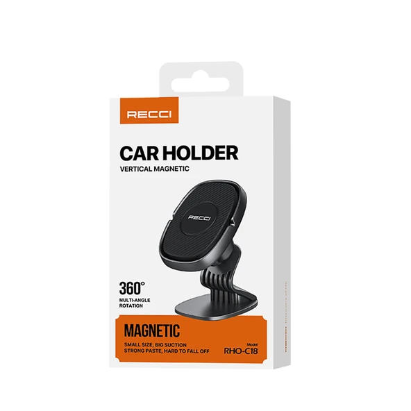 Recci RHO-C18 Güçlü Magnetik 360 Derece Dönebilen Düz Zemin Araç Telefon Tutucu - 6