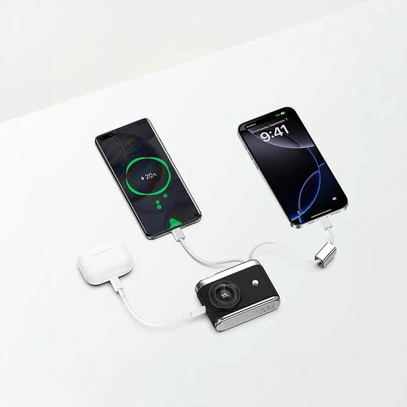 Recci RPB-P66 PD 20W Hızlı Şarj Özellikli Type-C & lightning Kablolu Powerbank 22.5W 10.000mAh - 4