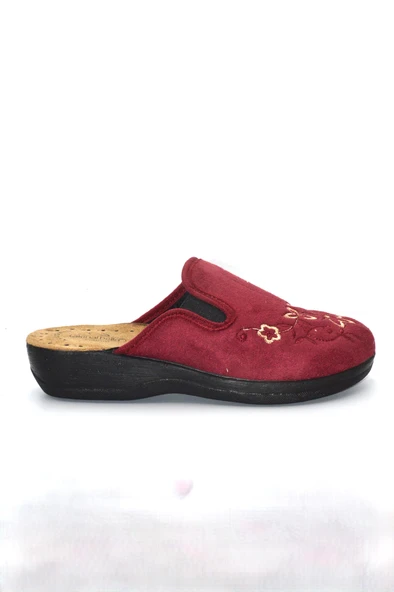 Kadın Bordo Çiçekli Kışlık Ev Terliği