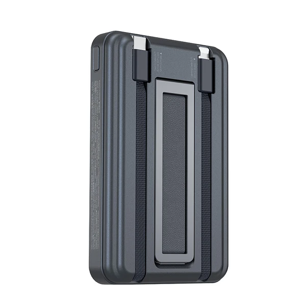 Recci RPB-W23 PD 20W Led Göstergeli Standlı Kablosuz Şarj Özellikli Type-C ve Lightning Kablolu Powerbank 15W 10000mAh - 2