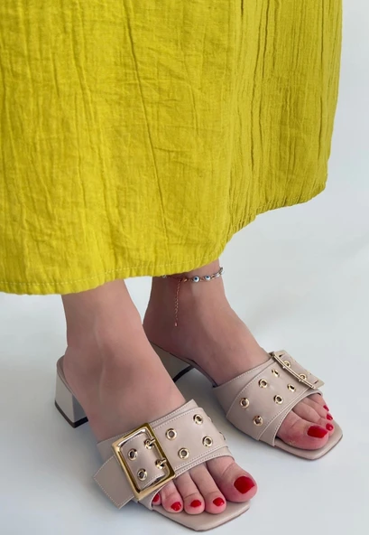 Ciey Bej Cilt Topuklu Terlik - Resim 11