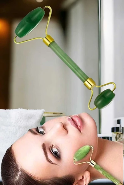 3'lü Set Spor Yoğa Makyaj Havlu Saç Bandı Kırışıklık Gerdirme Masaj Yeşim Taşı - 2