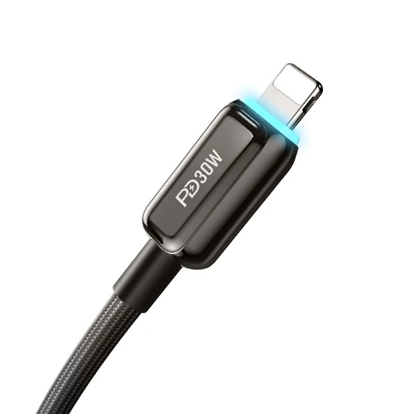 Recci RS42CL Lamp Display Serisi Type-C to Lightning PD 30W Hızlı Şarj Özellikli Data ve Şarj Kablosu 1.5M - Resim 3