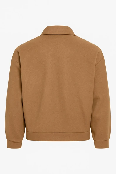 Erkek Oversize Kaşe Mont Siyah – Kalın Kumaş Şık Kışlık Mont - Resim 8