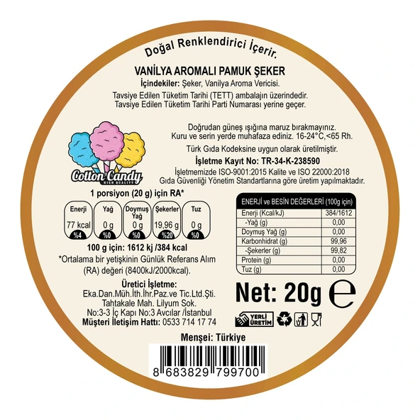KARPUZ, PORTAKAL, VANİLYA AROMALI 3'LÜ GURME PAMUK ŞEKERLER - 8