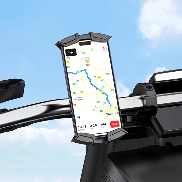 Recci RHO-C33 360° Derece Dönebilen Ayarlanabilir Motosiklet ve Bisiklet Telefon Tutucu - 7