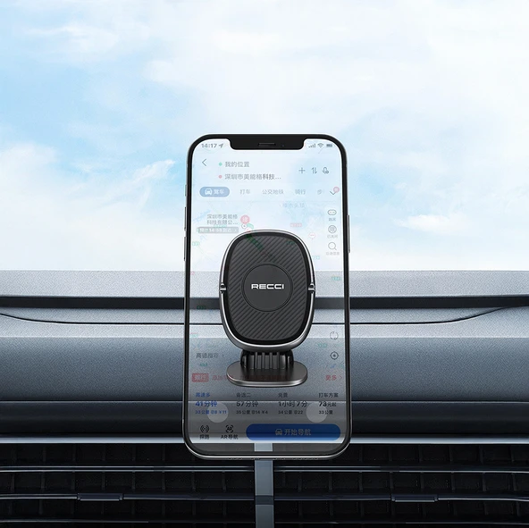 Recci RHO-C18 Güçlü Magnetik 360 Derece Dönebilen Düz Zemin Araç Telefon Tutucu - 9
