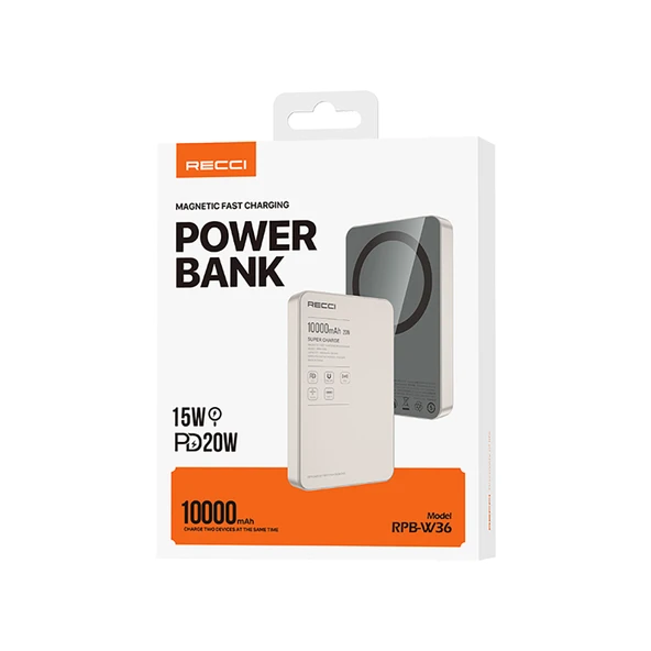 Recci RPB-W36 Ultra İnce PD 20W Hızlı Şarj Özellikli Wireless Powerbank 15W 10000mAh - 4