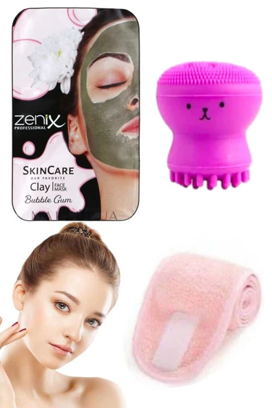 3'lü Set Spor Yoğa Makyaj Havlu Saç Bandı Siyah Nokta Ölü Cilt Tıkanmış Gözenek Peeling Silikon Ped