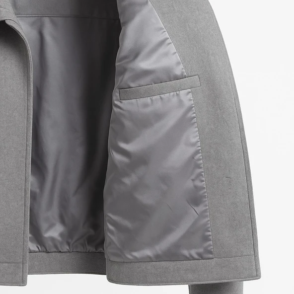 Erkek Oversize Kaşe Mont Siyah – Kalın Kumaş Şık Kışlık Mont - Resim 9