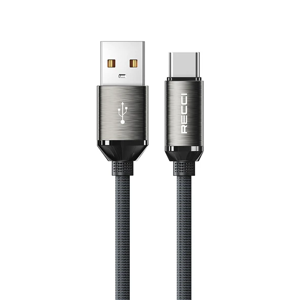 Recci RS35C USB-A to Type-C Örgü Tasarımlı Hızlı Şarj Özellikli Data ve Şarj Kablosu 1M - 11