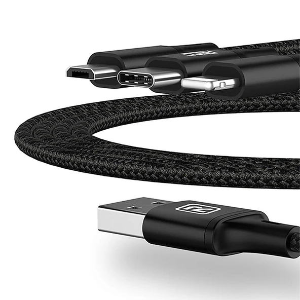 Recci RCS-D120 Fast Wind Serisi 3in1 USB-A to Lightning – Type-C – Micro Şarj ve Data Kablosu 1.2M - 8