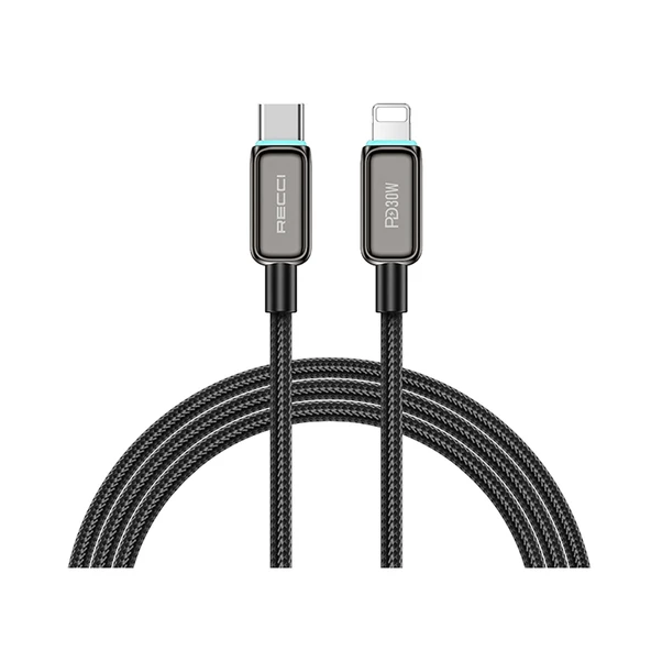Recci RS42CL Lamp Display Serisi Type-C to Lightning PD 30W Hızlı Şarj Özellikli Data ve Şarj Kablosu 1.5M ürün görseli 1