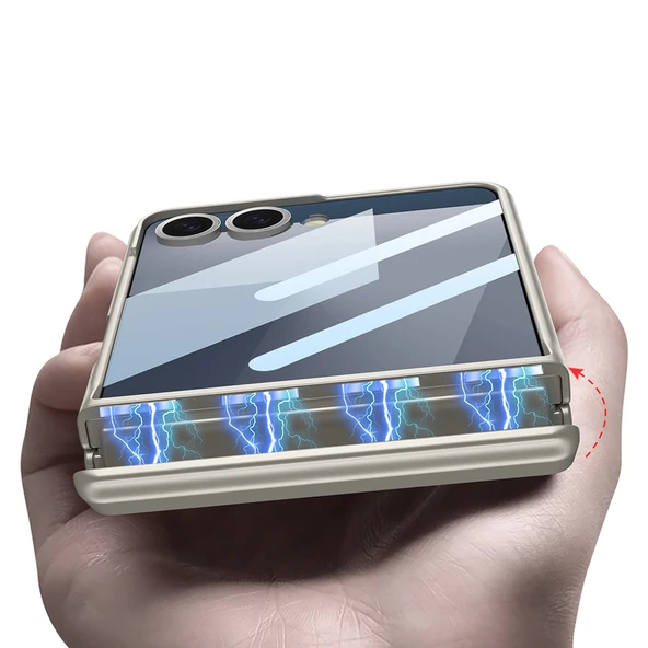 Samsung Galaxy Z Flip 7 Kılıf Kıpta Standlı Kapak - Resim 5