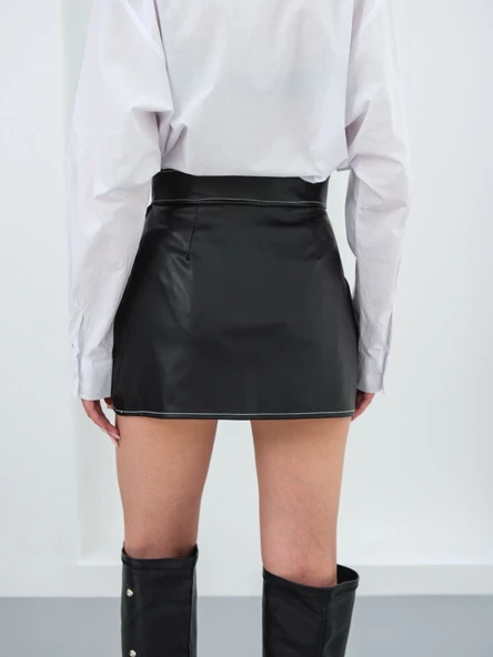 Kontrast deri etek siyah - Resim 13