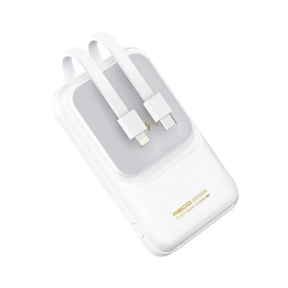 Recci RPB-W10 Polaris Serisi Çift Kablolu LED Dijital Göstergeli Wireless Powerbank 15W 10000mAh - 2