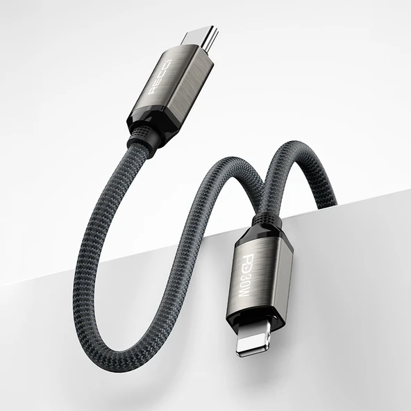 Recci RS35CL Type-C to Lightning PD 30W Örgü Tasarımlı Hızlı Şarj Özellikli Data ve Şarj Kablosu 1M - 4