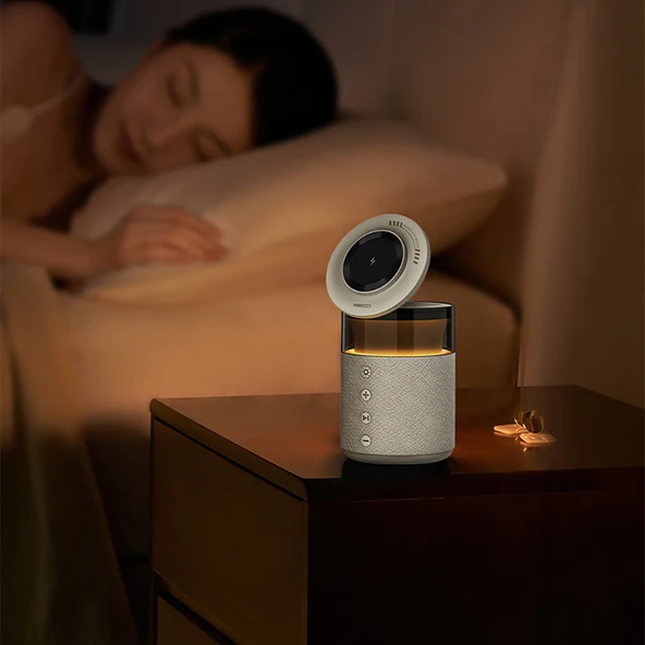 Recci RCW-51 Kablosuz Şarj Standı Ambiyans Işıklı Bluetooth Speaker Hoparlör Özellikli - 8