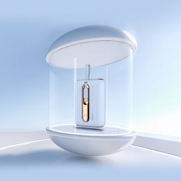 Recci RPB-P12C PD 20W Askı İpli Hızlı Şarj Özellikli Type-C Kablolu Powerbank 22.5W 9000mAh - 12