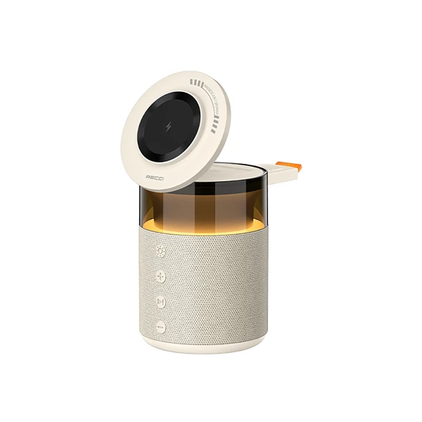Recci RCW-51 Kablosuz Şarj Standı Ambiyans Işıklı Bluetooth Speaker Hoparlör Özellikli