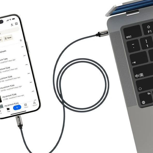 Recci RS35CL Type-C to Lightning PD 30W Örgü Tasarımlı Hızlı Şarj Özellikli Data ve Şarj Kablosu 1M - 10