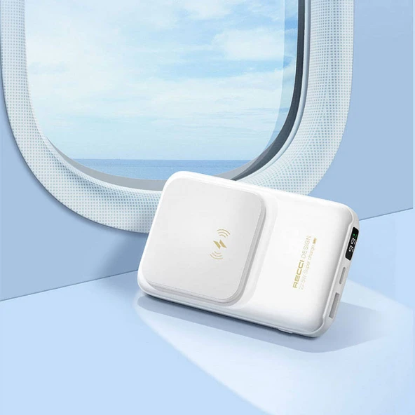 Recci RPB-W10 Polaris Serisi Çift Kablolu LED Dijital Göstergeli Wireless Powerbank 15W 10000mAh - 9