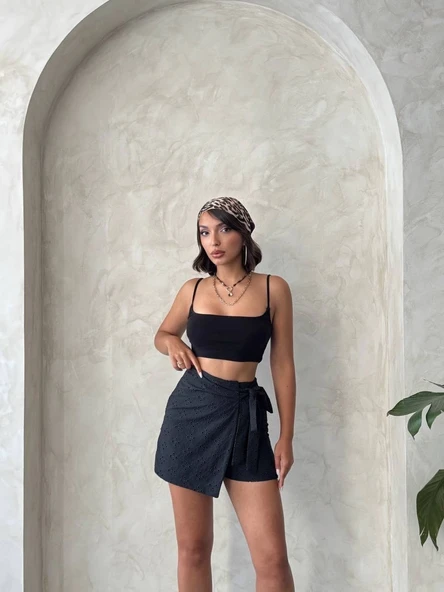 Brodeli şort etek s255075 - Resim 6