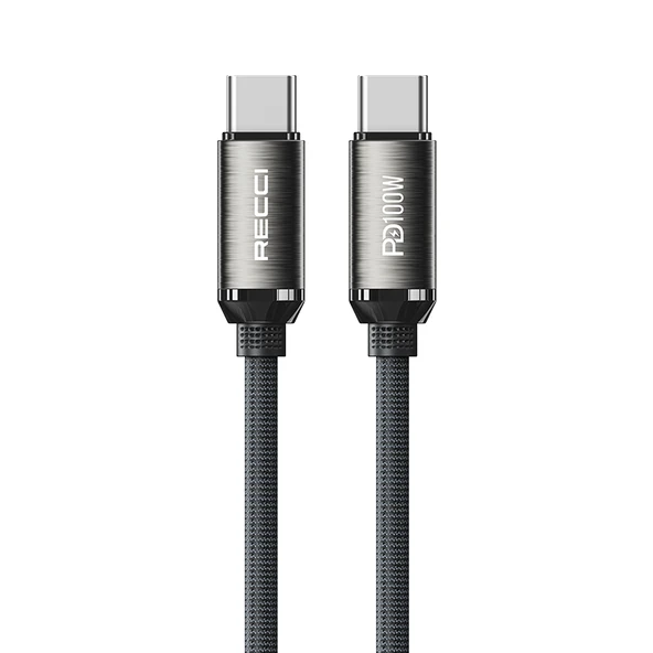Recci RS45CC Type-C to Type-C PD 100W Örgü Tasarımlı Hızlı Şarj Özellikli Data ve Şarj Kablosu 1M