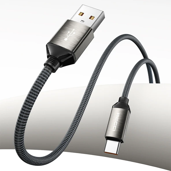 Recci RS35C USB-A to Type-C Örgü Tasarımlı Hızlı Şarj Özellikli Data ve Şarj Kablosu 1M - 2