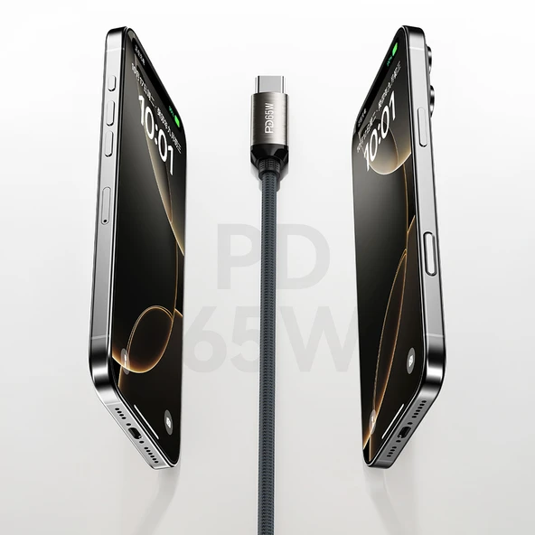 Recci RS35CC Type-C to Type-C PD 65W Örgü Tasarımlı Hızlı Şarj Özellikli Data ve Şarj Kablosu 1M - 4