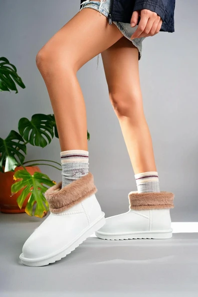 Mordi Beyaz Oval Blu Su Geçirmez İçi Kürklü Bot ürün görseli 1