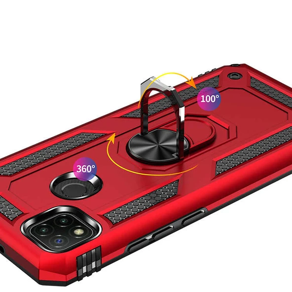 Xiaomi Redmi 9C Kılıf Yüzüklü Zırh Tank Vega - 4