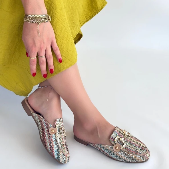 Yenda Renkli Dokumalı Terlik - Resim 12