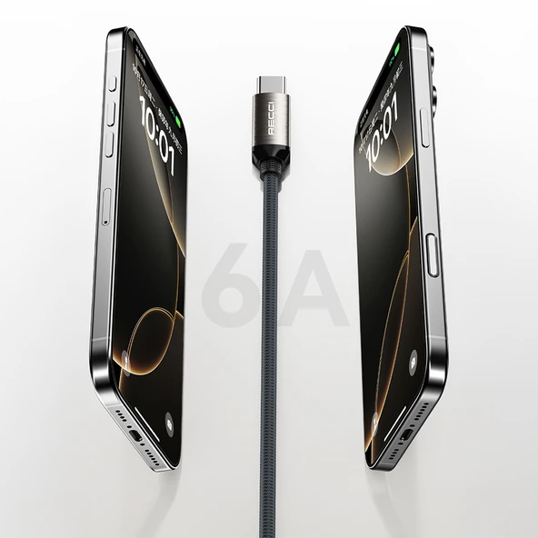 Recci RS35C USB-A to Type-C Örgü Tasarımlı Hızlı Şarj Özellikli Data ve Şarj Kablosu 1M - 3