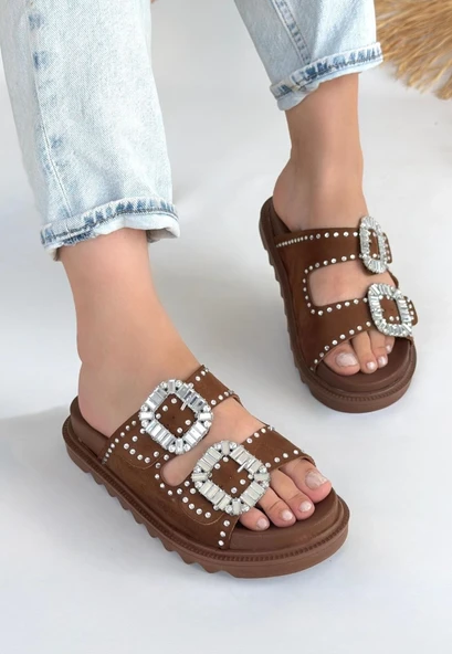 Juana Taba Nubuk Taşlı Terlik - Resim 9