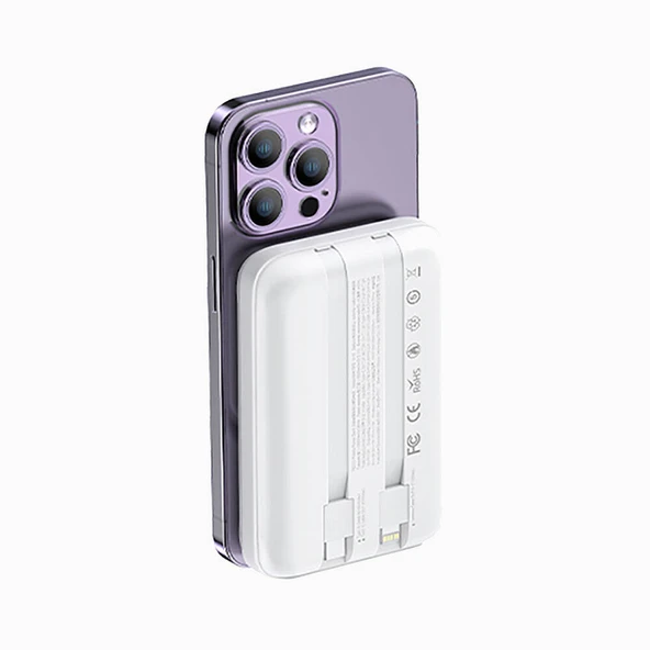 Recci RPB-W10 Polaris Serisi Çift Kablolu LED Dijital Göstergeli Wireless Powerbank 15W 10000mAh - 4