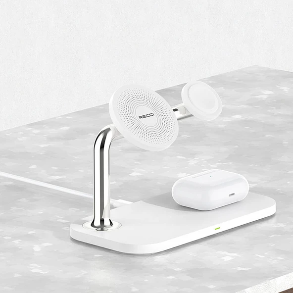 Recci RCW-20 Prestige Serisi 3in1 M-safe 15W Hızlı Şarj Özellikli Magnetik Kablosuz Şarj Standı - 8